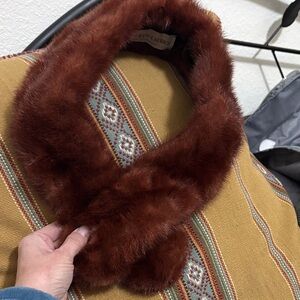 Fur Collar Scarf/stole  in reddish  Brown
